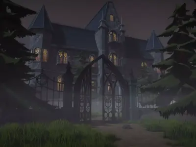 Stylized 3D Victorian Mansion  Low-poly 3D model