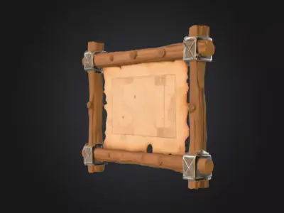 Ancient Explorer Map Frame Low-poly 3D model