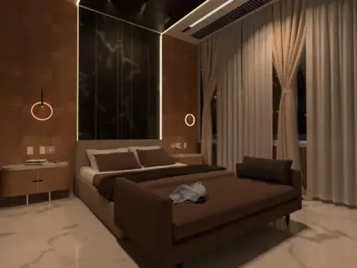 Luxury Bedroom Scene Render-Ready Interior 3D model