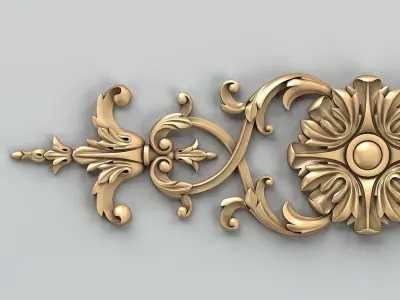 Carved decor horizontal 025 3D model