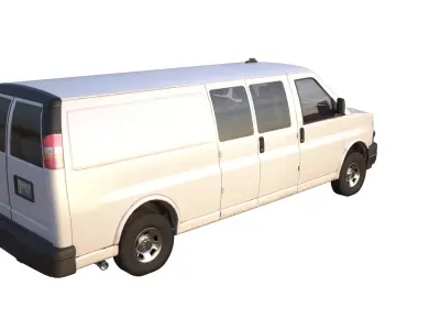 PBR Classic Van White Game ready Low-Poly Low-poly 3D model