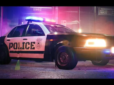 Police Car - Drivable UE4 UE5 Low-poly 3D model