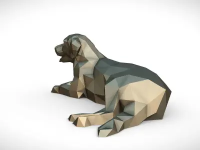 Golden Retriever figure low poly 3D print model