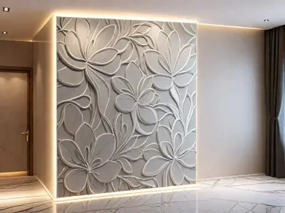 modern panel wall decor set relief stl mural CNC 180 3D model