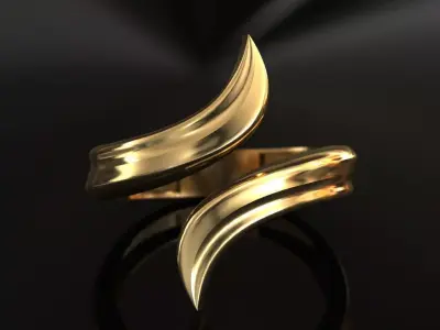 Snake Plain Solid Gold Ring 3D print model