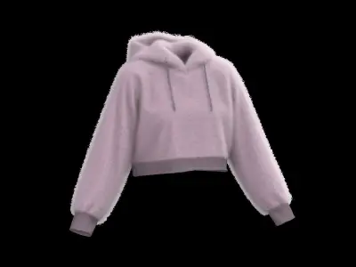 Female raglan crop hoodie 3D model