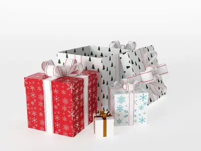 Classic Christmas gift boxes 3D model