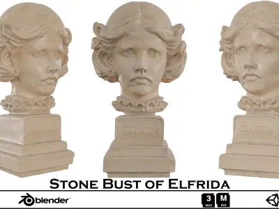 Stone Bust of Elfrida - Classical Sculpture Low-poly 3D model