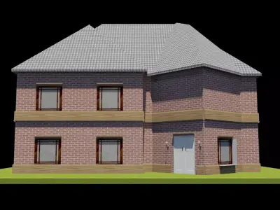 Two Stories House with interiors Model D52A Free 3D model