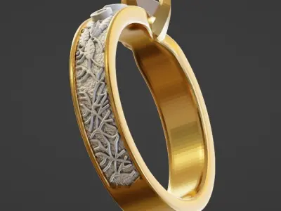organic leaf texture ring bytone  3D print model