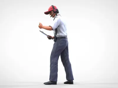 Race manager or pit member with stopwatch and clipboard 3D print model