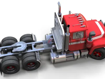 Classic semitruck Low-poly 3D model