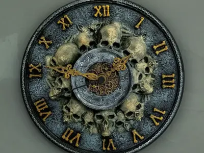 Timeless Skull Wall Clock 3D print model