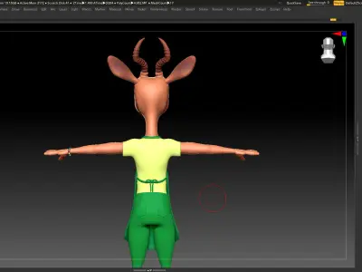 Green Antelope Cashier Man - ZBrush Character Basemesh 3D model