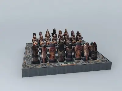 Chessboard chess board with figurines Free 3D model