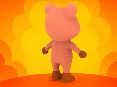 Character011 Animated Pig 3D Low-poly 3D model