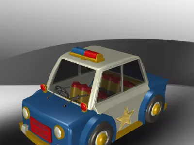 Low poly Game ready cars toy police car Low-poly 3D model