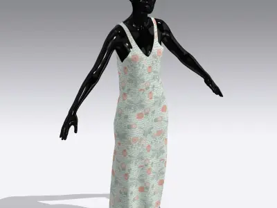 Woman Cloth Dress Low-poly 3D model 11
