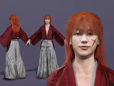Samurai Himura Kenshin Realistic 3D Character Model Rigged UE5 3D model