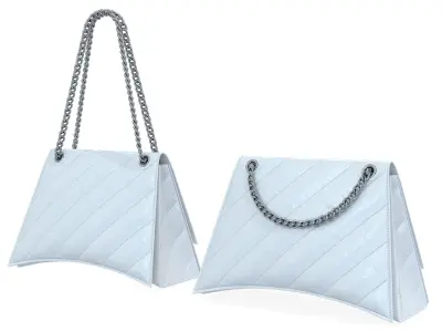 Balenciaga Crush Medium Chain Bag Quilted White Low-poly 3D model