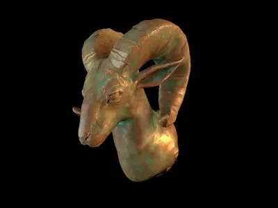 Goat Head Statue Low-poly 3D model