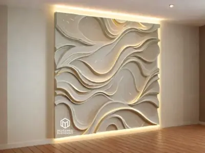modern panel wall decor set wall relief mural CNC 81 3D model