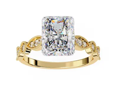 ASSCHER  DIAMOND RING -CAD-071 3D model