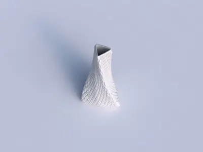 Vase twist tilted triangle with diagonal grid bulges 3D print model