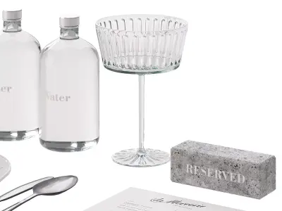 Restaurant Tableware Grey and White 3D model