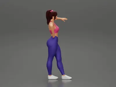 Sexy fitness girl leaning on a wall while standing outdoors 3D print model