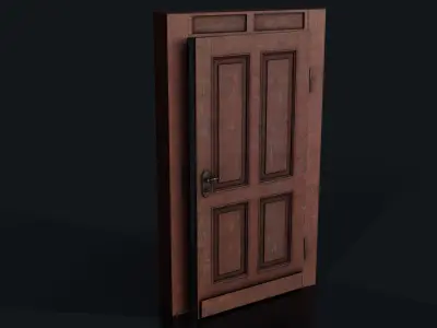 Old Bedroom Door Low-poly 3D model