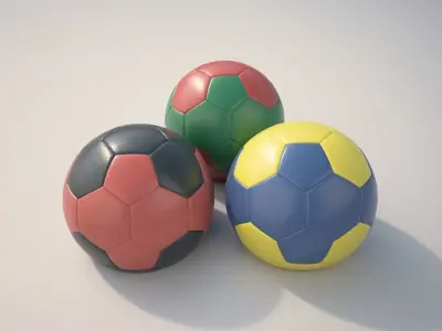 Handballs pummel soccer balls 3D model