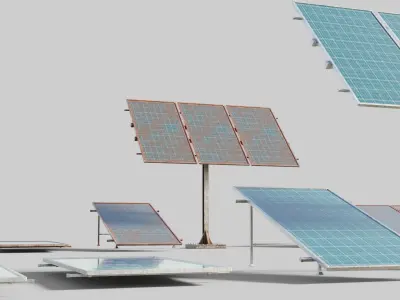 solar panels with clean and dirty textures Low-poly 3D model
