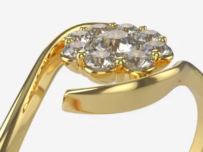 Gold Diamond Ring Jewelry 05 3D model