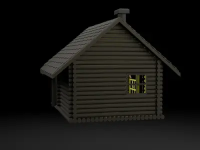 Country wooden house with a gazebo PBR low-poly game ready Low-poly 3D model