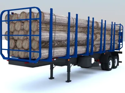 Trailer-semitrailer truck with sign 3D model