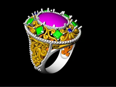 jewelry gold ring with stones Free 3D model