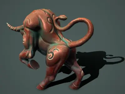 Statue bull Low-poly 3D model