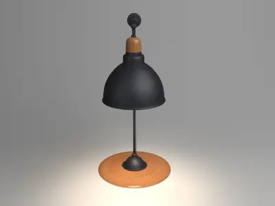 Anthracite Table Lamp With Wooden Detail 3D model
