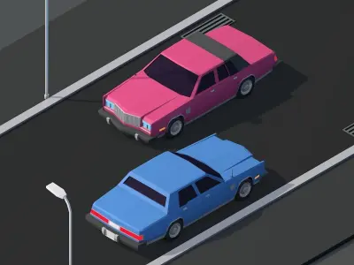 Cartoon Low Poly Chrysler 1980 Car Low-poly 3D model