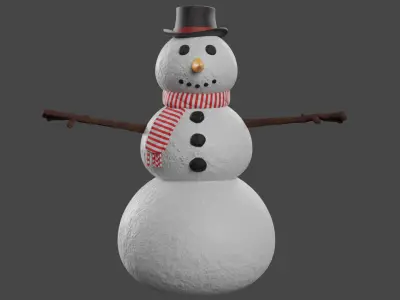Snowman Low-poly 3D model