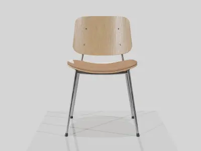 Soborg Metal Base-Model 3061-oak lacquered and chrome Low-poly 3D model