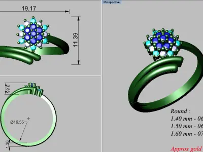 light weight gold diamond rings-C111116SKCH2026048-wt-0-5 3D print model