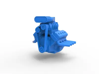 Engine V8 for mud dragster Scale 1 to 25 3D print model