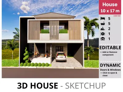 House 10x17m code 622 - Sketchup 3D model 3D model 3D model