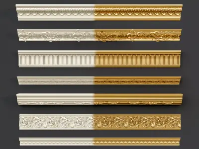 Classic carvings moldings and gypsum cornice 10 3D model