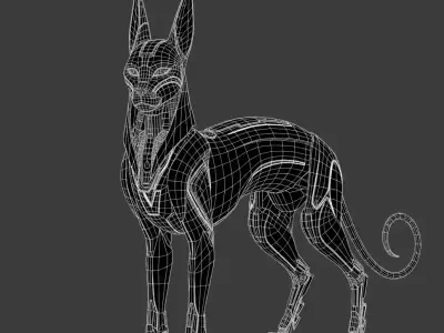 Sci-Fi Mecha-Bastet - Sleek Egyptian Mythological Cat Prop Low-poly 3D model