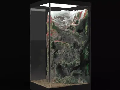 Angular Square Aquarium with Decorative Rock 3D model