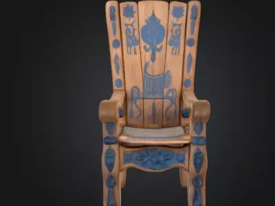 Medieval Wooden Chair Low-poly 3D model