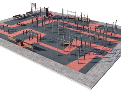 Workout sport fitness playground 2 3D model